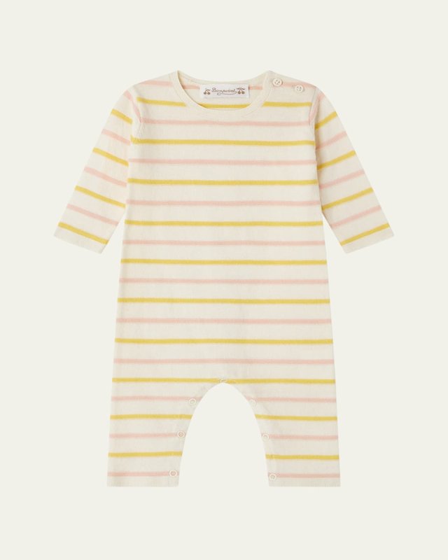 Girl's Carl Cotton Stripe Romper, 3M-18